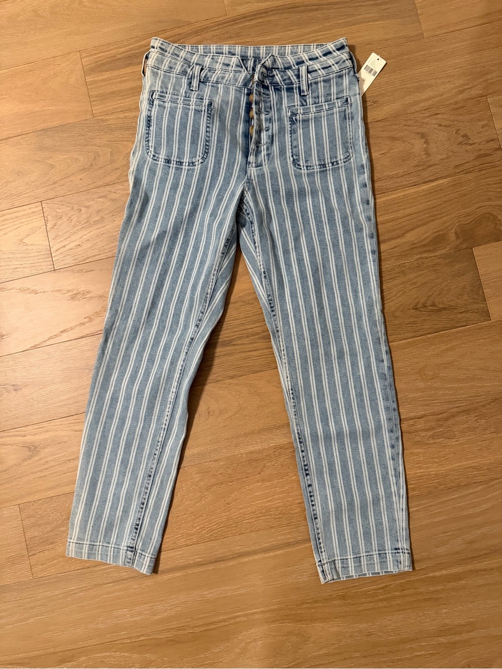 Pilcro and the Letterpress Blue and White Striped Straight Leg Pants